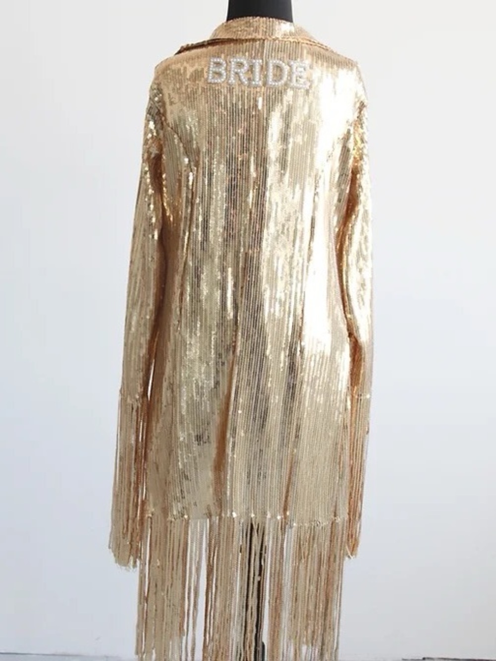 Sequin Fringe Bride Jacket - Gold: XL